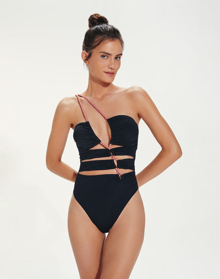 Asymmetrical O Ring Cutout Brazilian One Piece Swimsuit Asymmetrical O Ring Cutout Brazilian One Piece Swimsuit